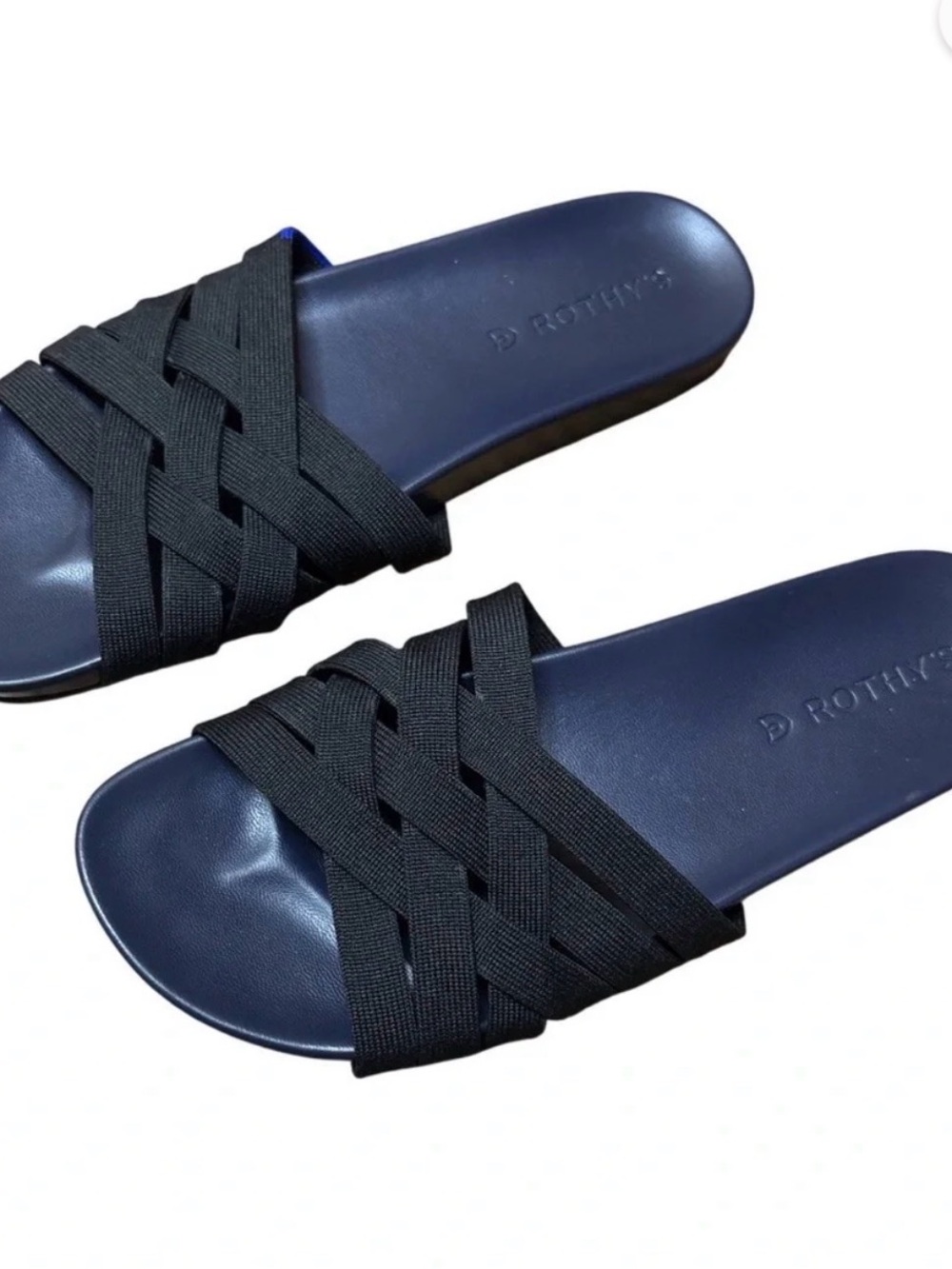 Rothy’s The Slide in Night Sky Navy Black Sandals 7.5
